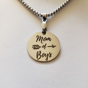 "Mom of Boys" Pendant Necklace